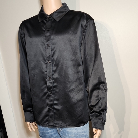 Jaywalker Black Satin Button-Up Shirt - Picture 5 of 7